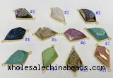 NGC7001 18*25mm faceted plated druzy agate connectors