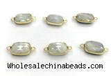 NGC7025 11*15mm faceted rectangle moonstone connectors