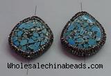 NGC7527 35*40mm - 38*45mm freeform turquoise connectors wholesale