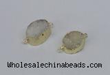 NGC858 15*20mm oval druzy agate gemstone connectors wholesale