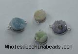 NGC89 12mm - 16mm flat round druzy agate connectors wholesale