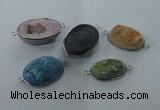 NGC91 15*20mm - 25*35mm oval druzy agate connectors wholesale