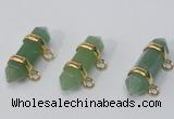 NGC955 7*30mm - 8*32mm sticks green aventurine connectors
