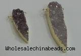 NGC990 10*25mm – 12*40mm freeform druzy agate connectors