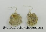 NGE101 20*25mm - 25*30mm freeform druzy agate gemstone earrings