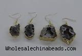NGE146 15*20mm - 20*30mm freeform druzy agate gemstone earrings
