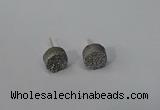 NGE215 8mm coin druzy agate gemstone earrings wholesale