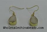 NGE242 10*12mm teardrop druzy agate gemstone earrings wholesale