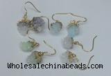 NGE26 10*14mm - 12*16mm nuggets druzy quartz earrings wholesale