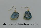 NGE261 13*18mm - 15*20mm freeform druzy agate earrings