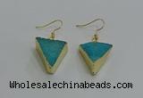 NGE269 18*22mm - 20*22mm triangle druzy agate earrings