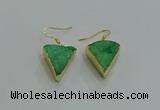 NGE270 18*22mm - 20*22mm triangle druzy agate earrings