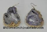 NGE29 30*35mm - 35*40mm freeform plated druzy agate earrings