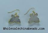 NGE353 10*14mm - 12*16mm butterfly druzy agate earrings wholesale