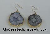NGE36 20*25mm - 25*30mm freeform plated druzy agate earrings