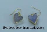NGE370 13*13mm - 14*14mm heart druzy agate earrings wholesale