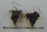 NGE41 18*22mm - 20*25mm triangle druzy amethyst earrings