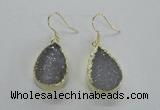 NGE46 15*20mm - 16*22mm teardrop druzy agate earrings