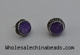 NGE5016 12mm freeform druzy agate gemstone earrings wholesale
