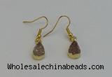 NGE5020 8*12mm teardrop druzy agate gemstone earrings wholesale