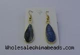 NGE5104 12*25mm flat teardrop blue kyanite earrings wholesale
