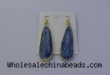 NGE5105 13*40mm flat teardrop blue kyanite earrings wholesale