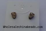NGE5113 5*8mm freeform plated druzy quartz earrings wholesale