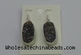 NGE5124 10*22mm - 12*25mm freeform plated druzy quartz earrings