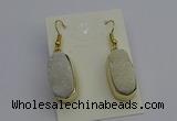 NGE5130 10*22mm - 12*25mm freeform plated druzy quartz earrings