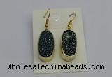 NGE5133 10*22mm - 12*25mm freeform plated druzy quartz earrings