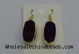 NGE5136 10*22mm - 12*25mm freeform plated druzy quartz earrings