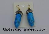 NGE5152 10*30mm - 12*30mm faceted bullet white howlite earrings