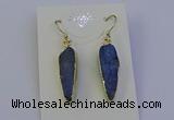 NGE5158 8*25mm flat teardrop blue kyanite earrings wholesale