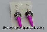 NGE5165 10*30mm faceted cone white howlite turquoise earrings