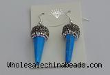NGE5166 10*30mm faceted cone white howlite turquoise earrings