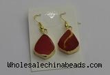 NGE5170 15*20mm flat teardrop mookaite gemstone earrings