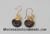 NGE56 12*16mm - 13*18mm ammonite gemstone earrings wholesale