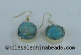 NGE71 18mm coin druzy agate gemstone earrings wholesale