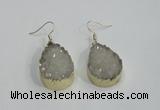 NGE76 20*30mm teardrop druzy agate gemstone earrings wholesale