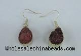 NGE82 13*18mm teardrop druzy agate gemstone earrings wholesale