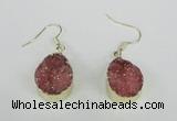 NGE86 15*20mm teardrop druzy agate gemstone earrings wholesale