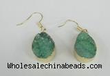 NGE88 15*20mm teardrop druzy agate gemstone earrings wholesale