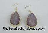NGE95 20*30mm teardrop druzy agate gemstone earrings wholesale