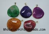 NGP1111 40*50 - 50*55mm freeform druzy agate pendants with brass setting