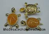 NGP1304 43*60mm tortoise agate pendants with crystal pave alloy settings
