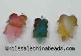 NGP1365 30*40mm - 35*45mm leaf agate pendants with brass setting