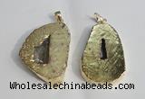 NGP1386 35*40mm - 40*50mm freeform plated druzy agate pendants