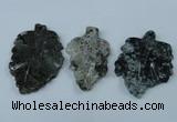 NGP1439 35*50mm - 45*60mm carved leaf moss agate pendants wholesale