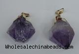 NGP1464 20*35mm - 25*40mm nuggets amethyst gemstone pendants