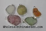 NGP1511 20*30mm - 25*35mm freeform plated druzy agate pendants